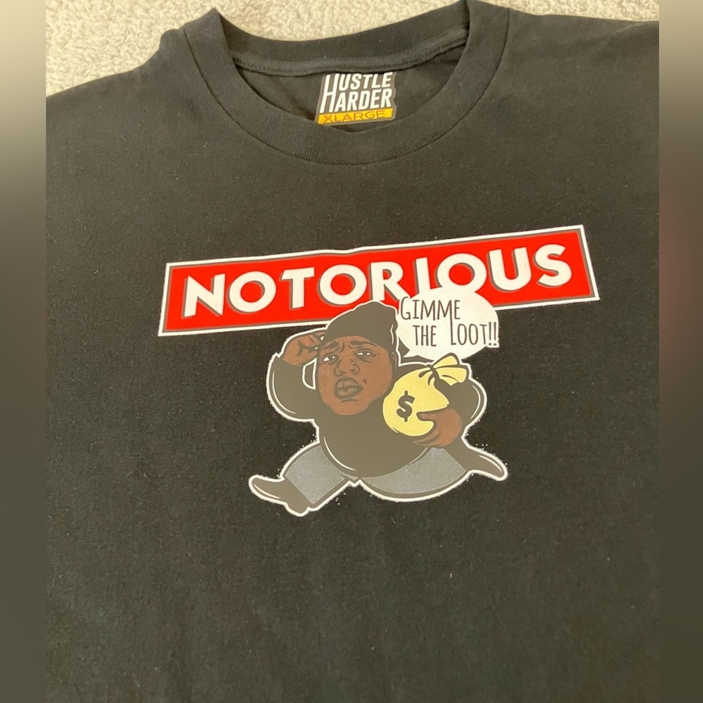 Notorious BIG Monopoly Man Biggie Smalls Gimme The Loot Black Tee